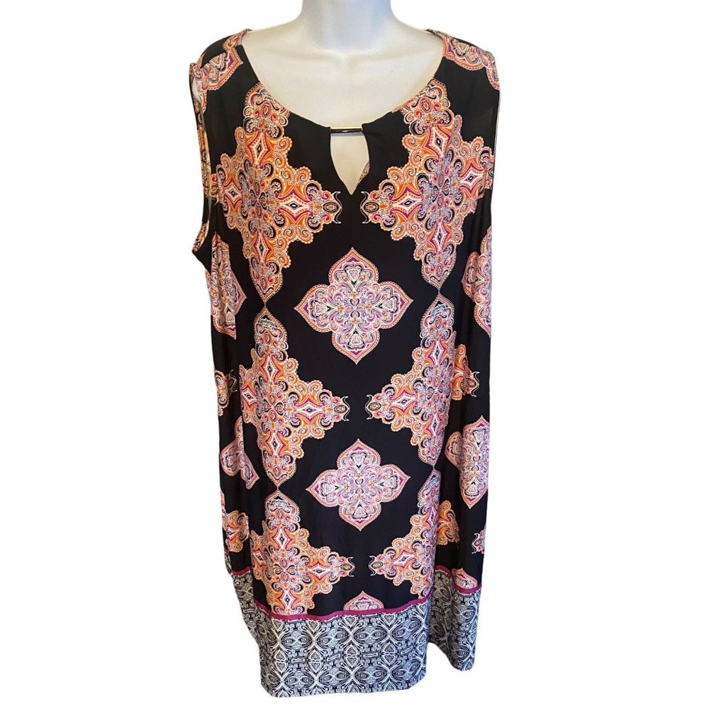 Haani Woman black orange pink and white size 2X dress